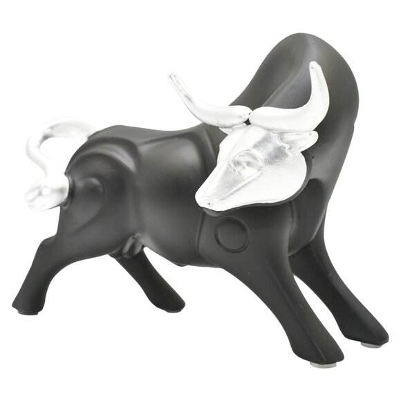 Adam & Friends Home Decor Strong Bull Sculpture | 1-Piece | Black/Silver - Picture 1 of 5